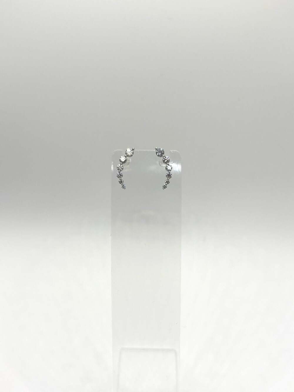 RCI 925 Sterling Silver Cubic Zirconia Graduated Ear Climber Earrings